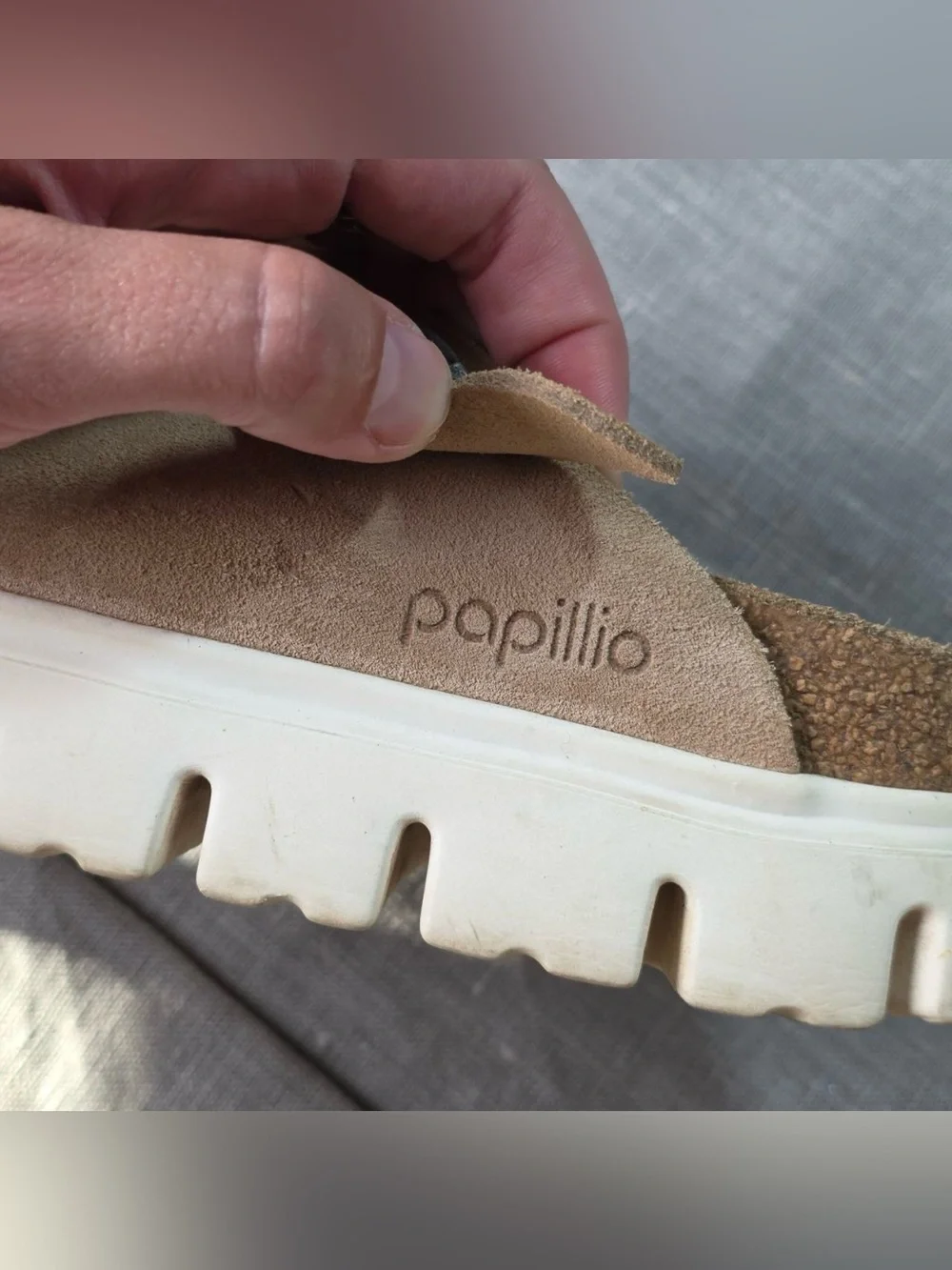 Papillio Birkenstock Boston Platform Clogs Suede Taupe Tan Chunky Mule Mules 36
